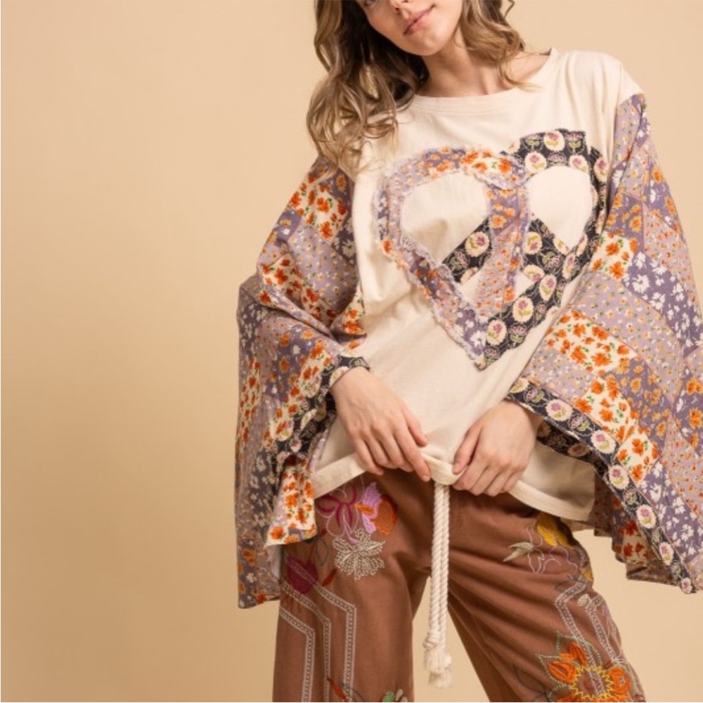Blue Velvet Bohemian Floral Patchwork Shirt